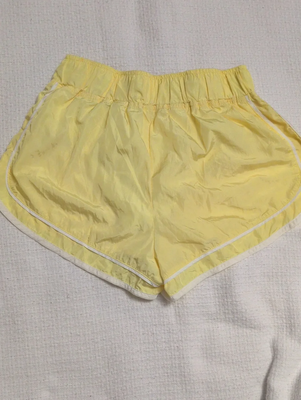 Free People Yellow Athletic Running Shorts with White Trim
